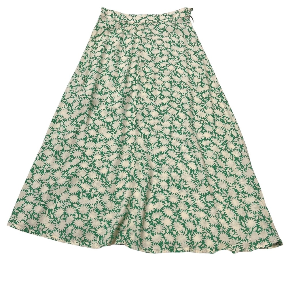 Capulet Skirt Green Floral Midi Size S High‎ Slit Ring Belted Cottagecore Dainty